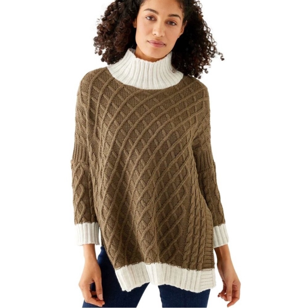 Mersea The Lisbon Traveler Mock Neck Sweater in Olive/Seasalt